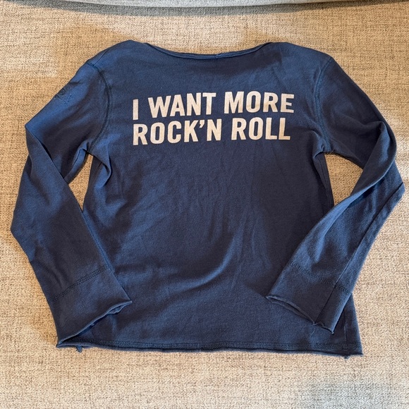 Zadig & Voltaire Girls Size 8 “I want more Rock & Roll” long sleeve blue shirt - Picture 8 of 10